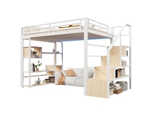 Lit mezzanine 140x200 cm OKWISH   coloris blanc