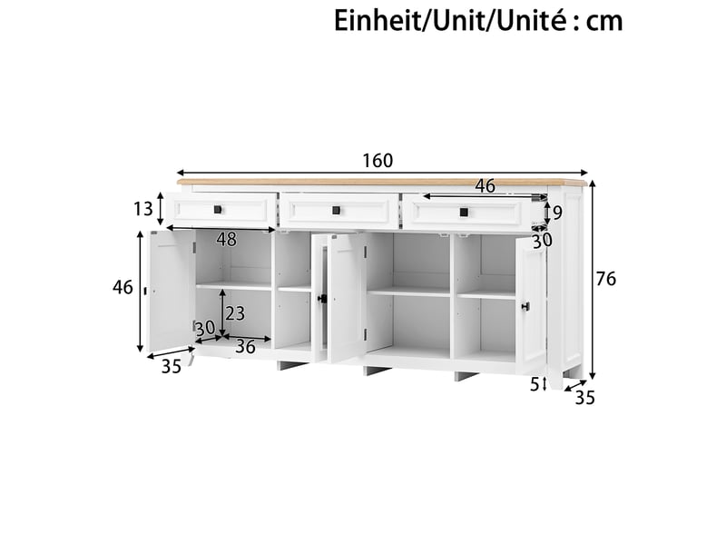  Buffet bas blanc en mdf 160 x 35 x 76 cm  - Conforama E