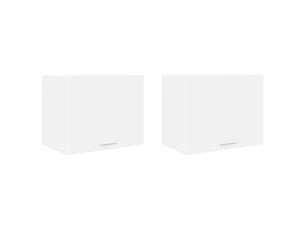 Meuble de rangement cuisine, armoire suspendue 2 pcs blanc bois d'ingénierie shl428