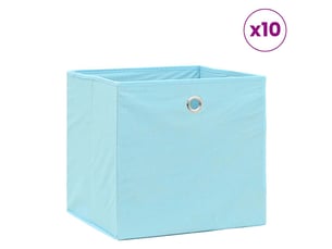 Boîtes de rangement 10 pcs bleu azuré 32x32x32 cm tissu