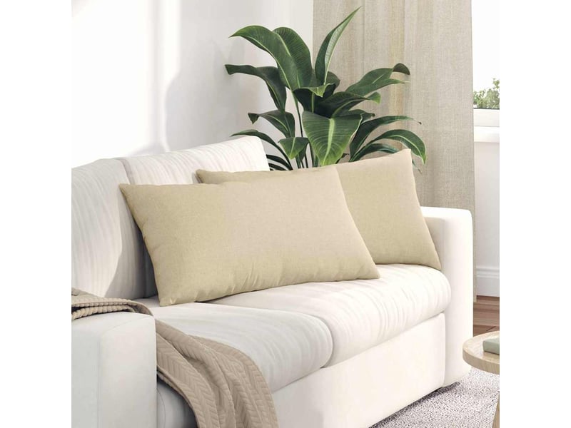  Lot de 2 coussins de canapé, coussins décoratifs tissu crème 80 x 40 cm cf58823  - Conforama B
