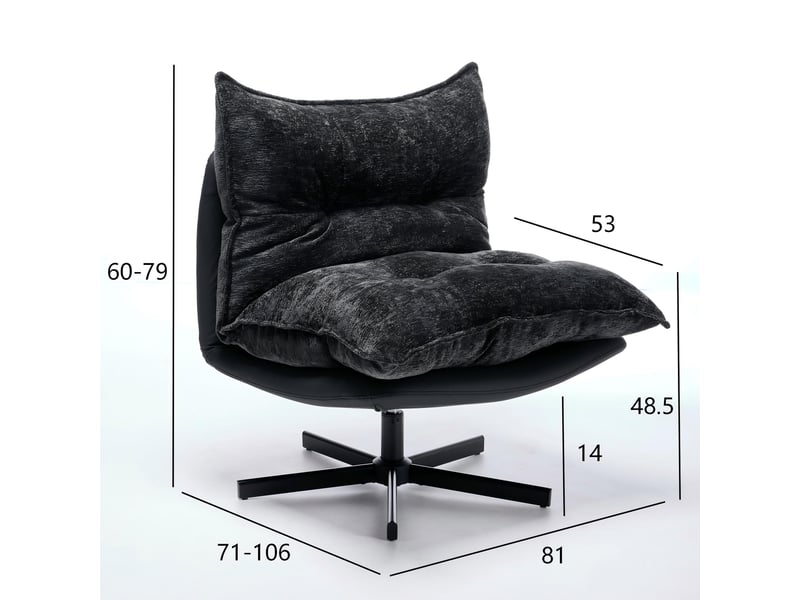  Fauteuil relax pivotant 360° gris foncé, dossier réglable 3 positions, chenille et pu  - Conforama C