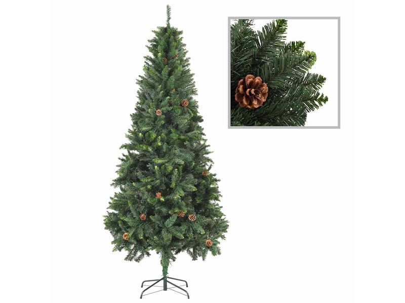  Sapin de noël artificiel, arbre de noël avec pommes de pin vert 210 cm  - Conforama B