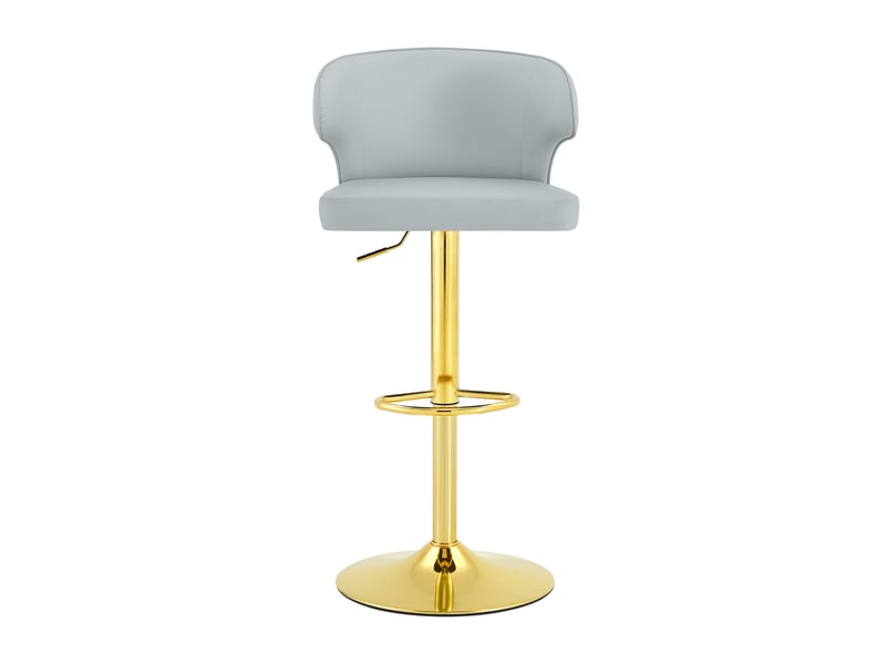  Tabouret de bar 2 pièces avec dossier, hauteur réglable et rotation 360°, avec repose-pieds, en pu gris  - Conforama A