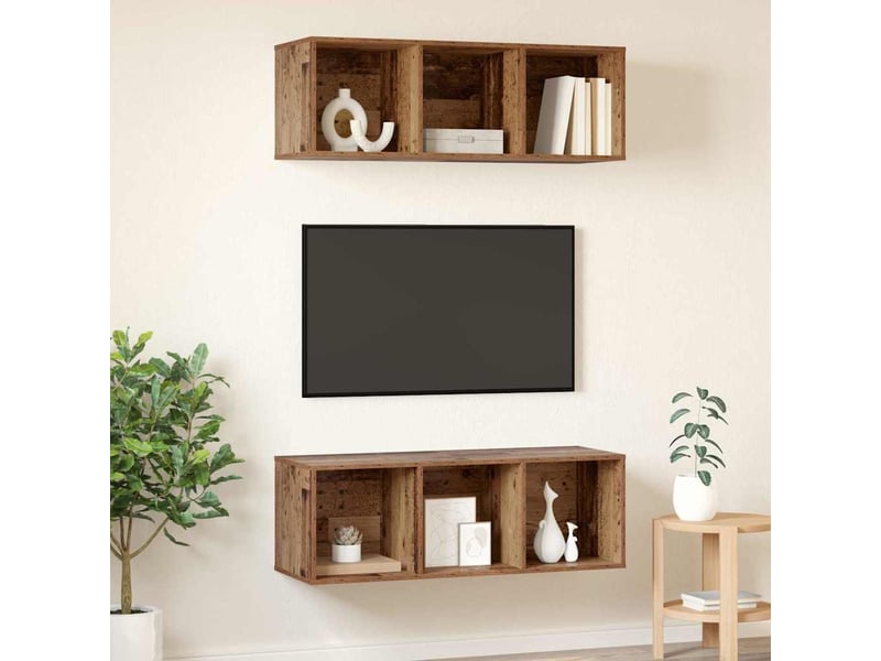  Ensemble meuble tv - banc tv - meuble de rangement 2 pcs bois ancien bois d'ingénierie  - Conforama D
