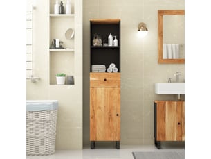 Armoire de salle de bain, cabinet de salle de bain 38x33x160 cm bois massif d'acacia cf65001