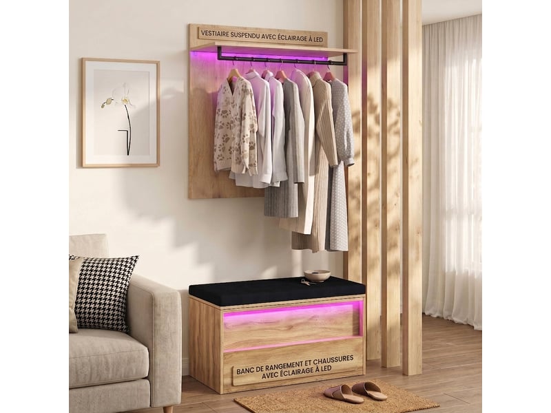  Armoire 4 portes blanche avec persiennes et 6 tiroirs 180x50x200 cm  - Conforama B