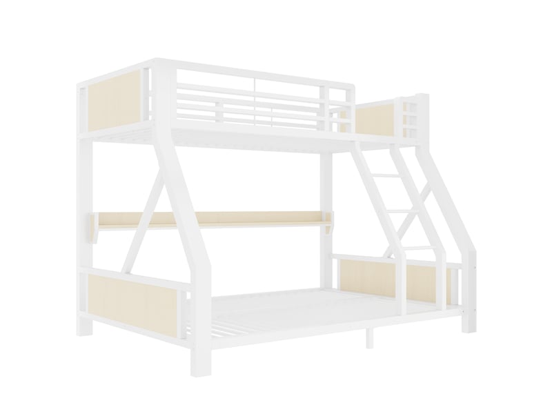  Lit superposé 90x200 cm et 140x200 cm avec led et étagère blanc, sans matelas  - Conforama R