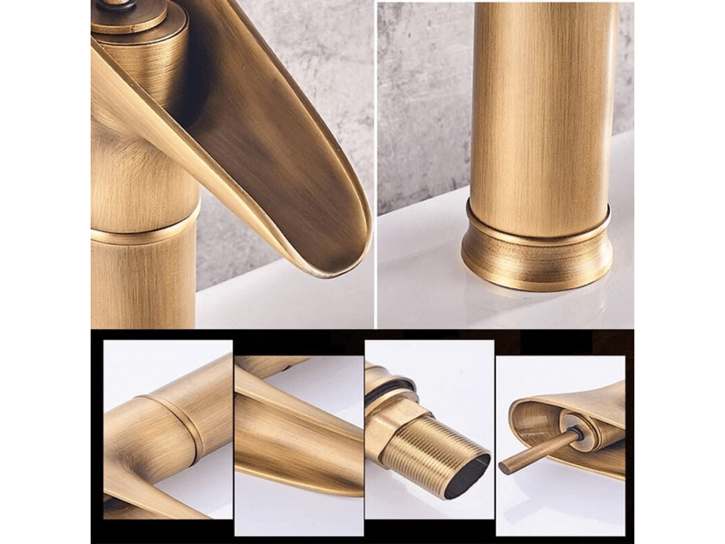  Mitigeur de lavabo, mitigeur cascade de salle de bains, mitigeur de lavabo réglable chaud et froid, laiton chromé  - Conforama E