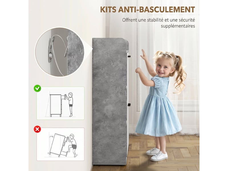  Meuble à chaussures 15 paires, armoire à chaussures moderne avec 2 tiroirs rabattables, blanc et gris, 83x24x90,5cm  - Conforama W