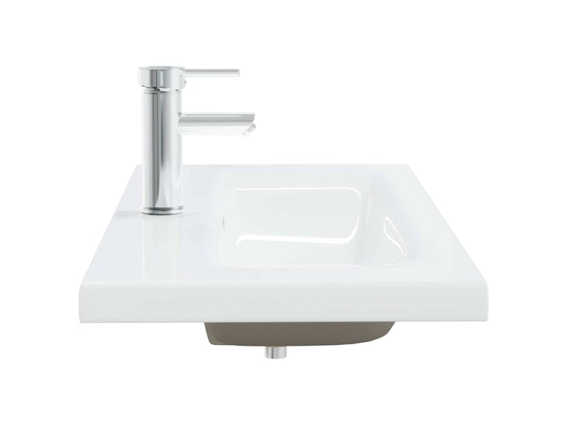  Lavabo encastré, vasque à poser avec robinet 91x39x18 cm céramique blanc cf65672  - Conforama D