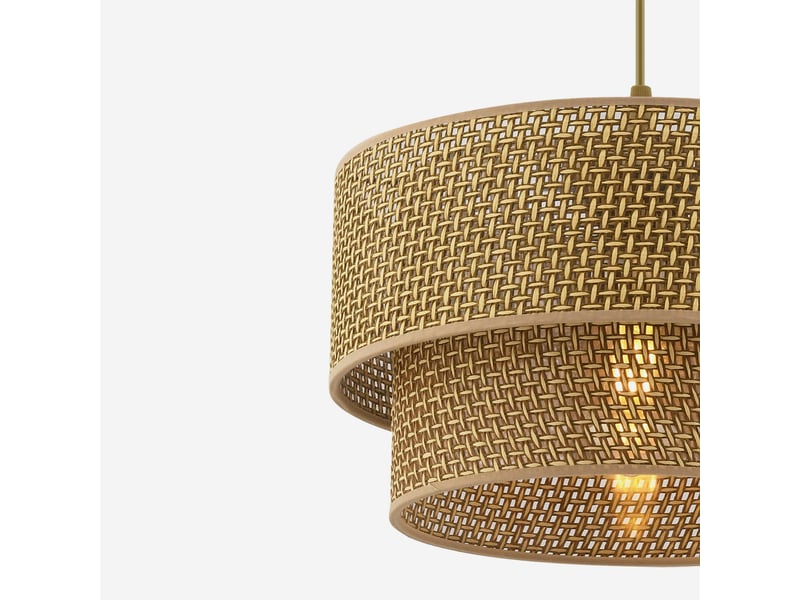  Suspension luminaire en métal et coton echo - beige  - Conforama C