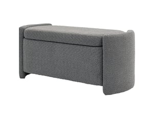 Banc de rangement 105 x 44 x 45,5 cm gris en polyester, coffre avec couvercle à charnières