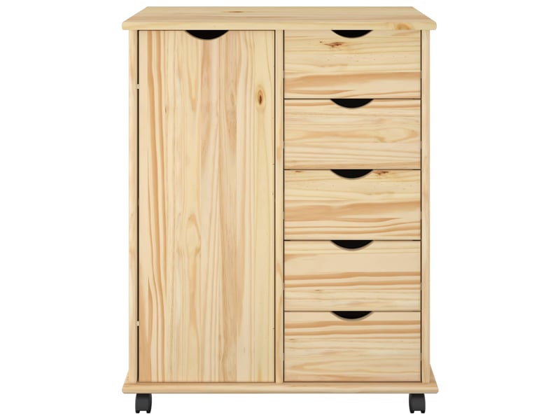  Caisson roulant de bureau, meuble de rangement 63,5 x 39 x 79 cm bois de pin massif marron  - Conforama D
