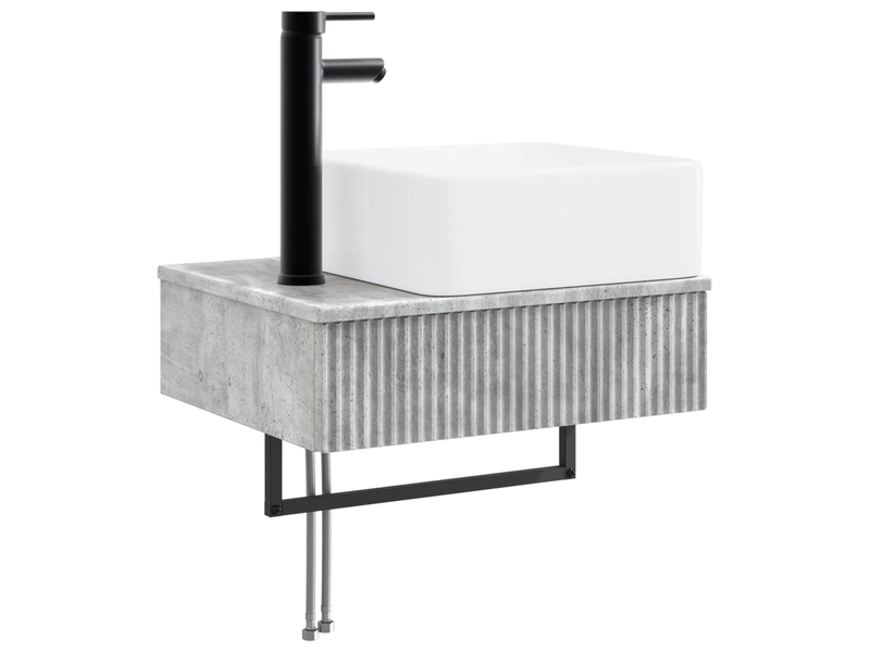  Ensemble de mobilier de salle de bain 3 pc gris béton cf64385  - Conforama D