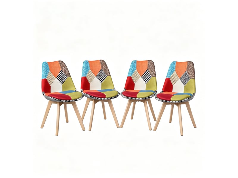 Lot de 4 chaises de salle à manger en tissu multicolore - Conforama A