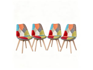 Lot de 4 chaises de salle à manger en tissu multicolore