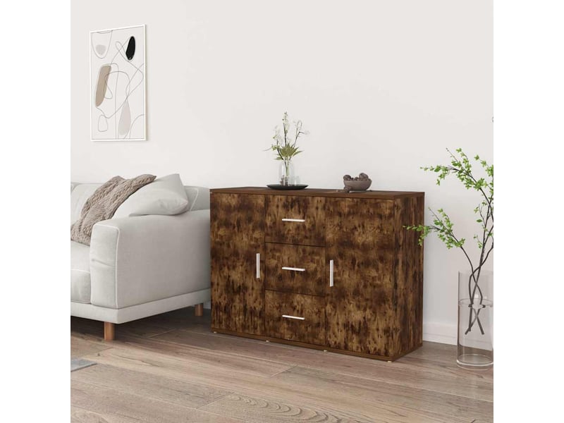  Buffet - bahut - meuble de rangement chêne fumé 91x29,5x65 cm bois d'ingénierie  - Conforama B