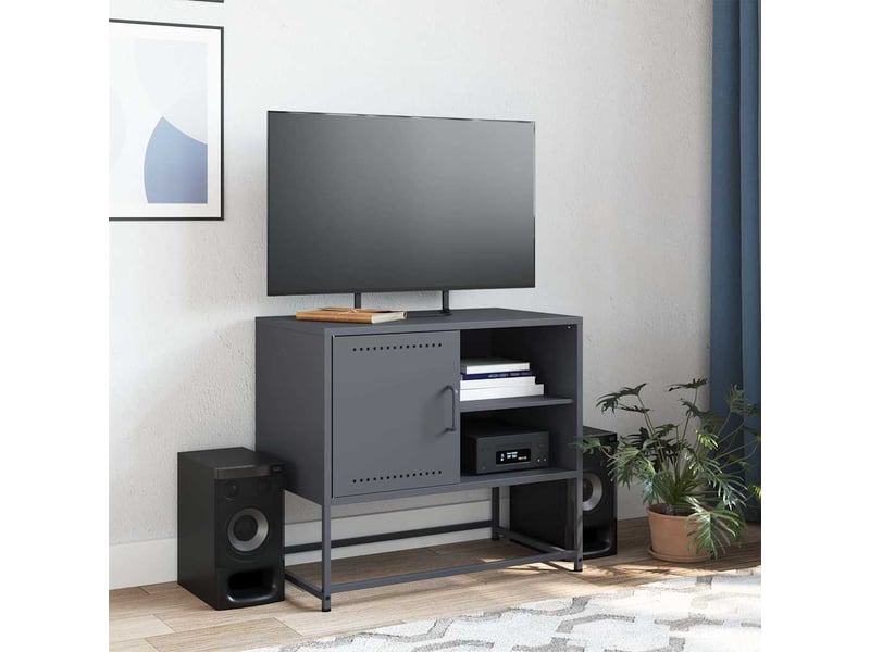  Meuble tv - banc tv - meuble de rangement anthracite 68x39x60,5 cm acier  - Conforama C