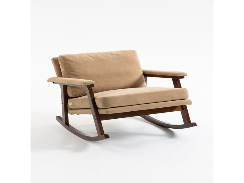  Fauteuil à bascule moderne avec cadre en bois, fauteuil de lecture pour chambre, 83x73x80 cm  - Conforama A