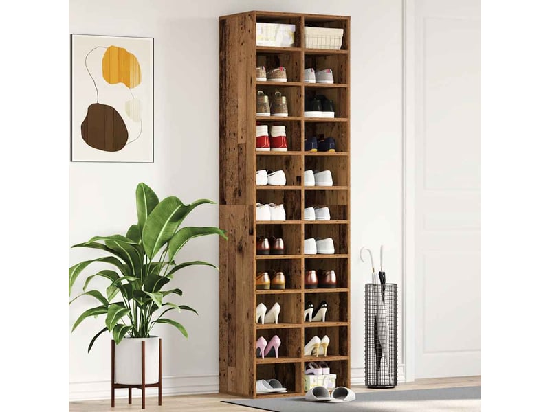  Meuble à chaussure, armoire à chaussures vieux bois 54x34x183 cm bois ingénierie  - Conforama C