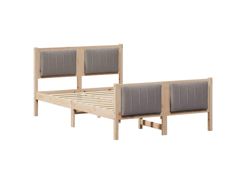  Lit double- lit adulte -  cadre de lit marron et taupe 120 x 190 cm bois massif en pin  - Conforama A