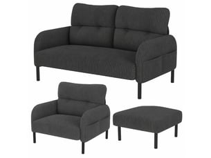 Canapé droit fixe   4 places Velours côtelé gris