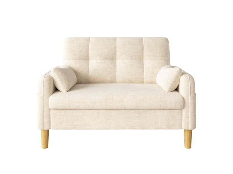  Canapé 2 places - 119x78x85 cm - canapé de salon divan lounge avec coussins et chenille - beige  - Conforama A