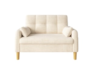 Canapé 2 places - 119x78x85 cm - canapé de salon divan lounge avec coussins et chenille - beige