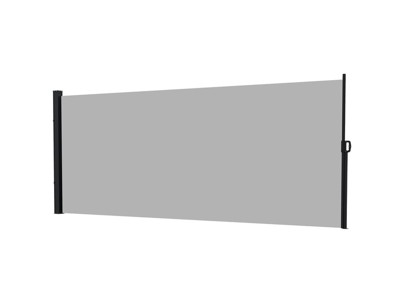  Store latéral rétractable 400 x 180 cm avec poignée, en métal, aluminium et polyester, gris clair  - Conforama B