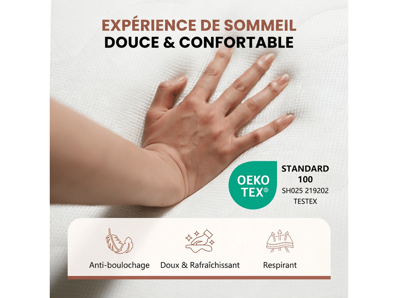  Matelas 90x200 mousse à froid ergonomique, housse 3d respirante, épaisseur 16 cm  - Conforama D