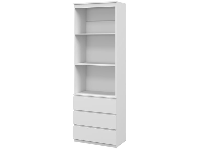  Bibliothèque haute de 180 cm avec 3 étagères et 3 tiroirs 60 x 35 x 180 cm en bois blanc  - Conforama B