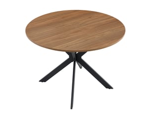 Table à manger extensible ronde à ovale en mdf et métal noir noyer chicfurn