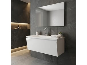 Meuble de salle de bain suspendu avec lavabo en marbre minéral, meuble bas suspendu 1 porte