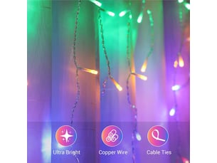 Guirlande lumineuse rideau lumineux 10m 300 leds guirlande lumineuse led noël étanche ip44 coloré