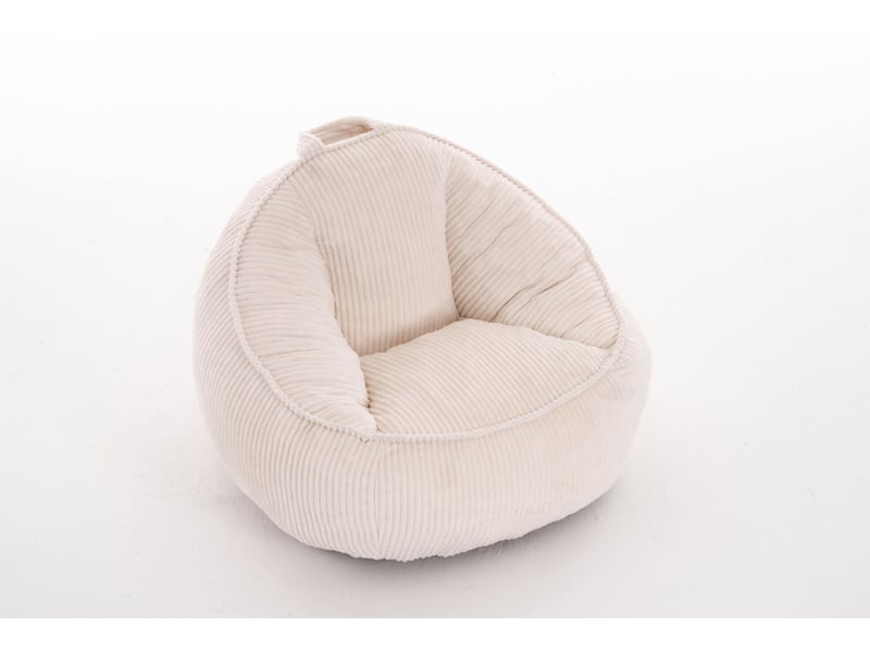  Pouf enfant 69 x 72 x 51 cm en velours côtelé beige avec dossier incurvé, mousse  - Conforama A