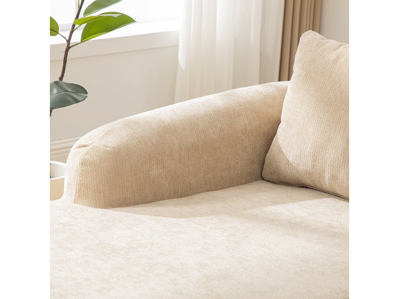  Méridienne canapé en tissu chenille beige clair, module salon moderne avec coussin inclus et design contemporain  - Conforama E