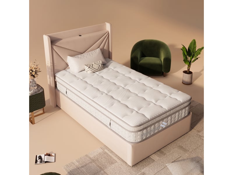  Matelas à ressorts ensachés 90x200 cm,fermeté h3,7 zones de confort,mousse froide,certifié oeko-tex,25 cm,livré roulé,blanc  - Conforama B
