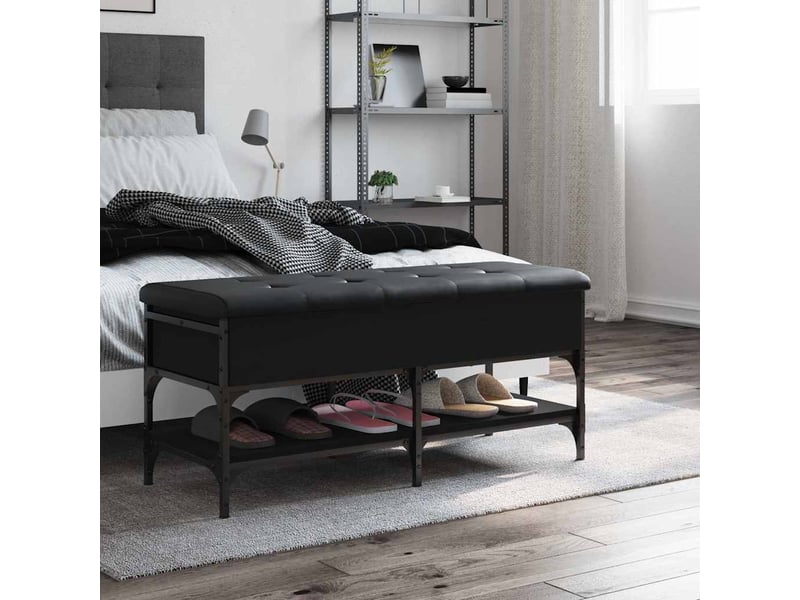  Banc à chaussures, banc de rangement noir 102x42x45 cm bois d'ingénierie  - Conforama C