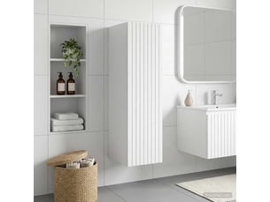 Cabinet salle de bain mural, meuble de rangement blanc brillant shl7141