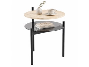Table basse rond(e) coloris bois clair <strong>CHICFURN</strong> <strong></strong> - 39.8 cmx41.8 cm