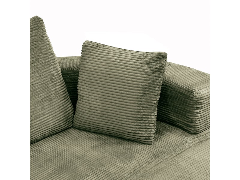  Canapé convertible 2 places, canapé-lit multifonctionnel avec coussins, velours côtelé, 173x176x40 cm, vert  - Conforama E