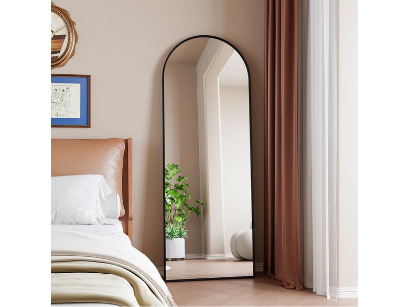 Grand miroir muralpied arche noir 162x53cm - cadre aluminium trempé - design élégant &amp; moderne  - Conforama D