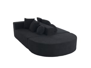 Canapé modulable modenvie convertible 5 places en chenille noir 263 x 171 x 66 cm