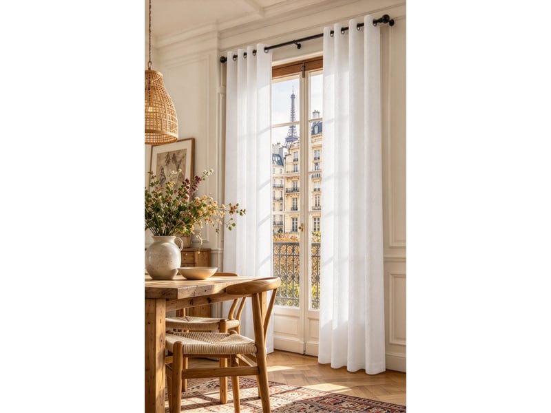 Lot de 2 rideaux à œillets 140 x 240 cm victoria fils teints jacquard - Conforama A