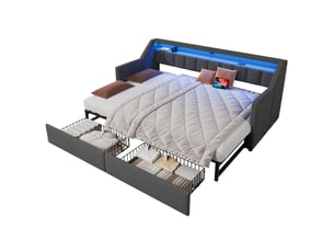 Lit gigogne 90x200 cm OKWISH coloris gris