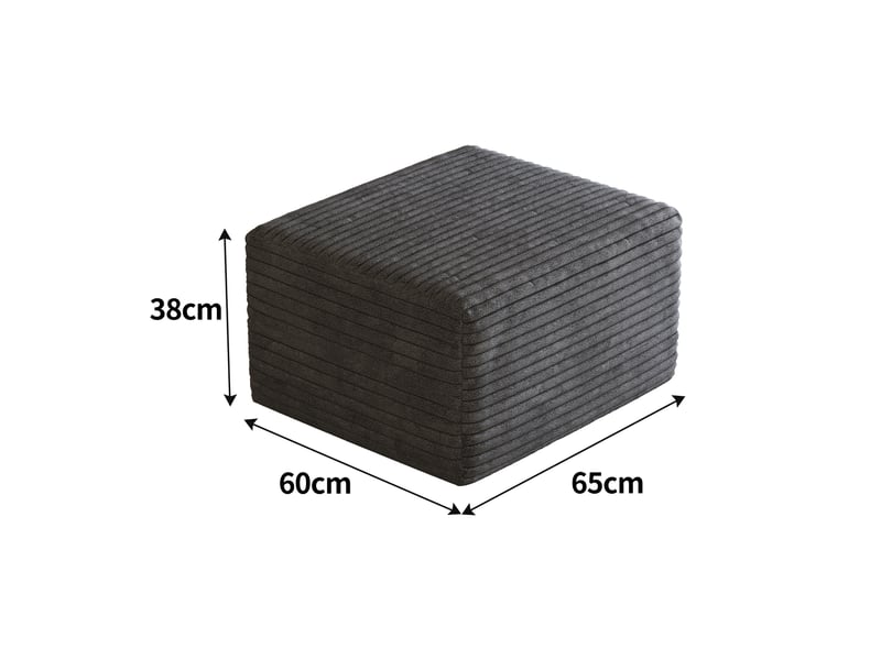  Repose-pied pouf avec rembourrage en mousse et montage sans outil, en velours côtelé gris foncé 65 × 60 × 38 cm  - Conforama E