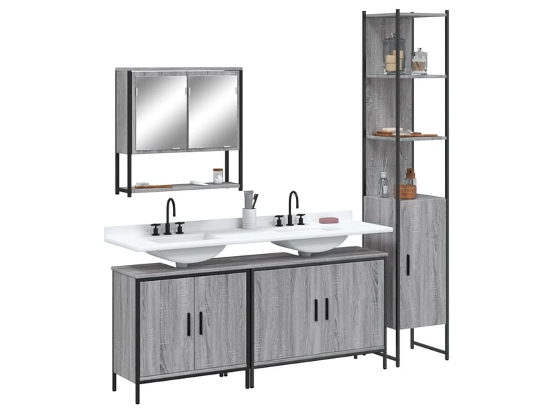 Ensemble de meubles de salle de bain 4 pcs sonoma gris cf63877 - Conforama B