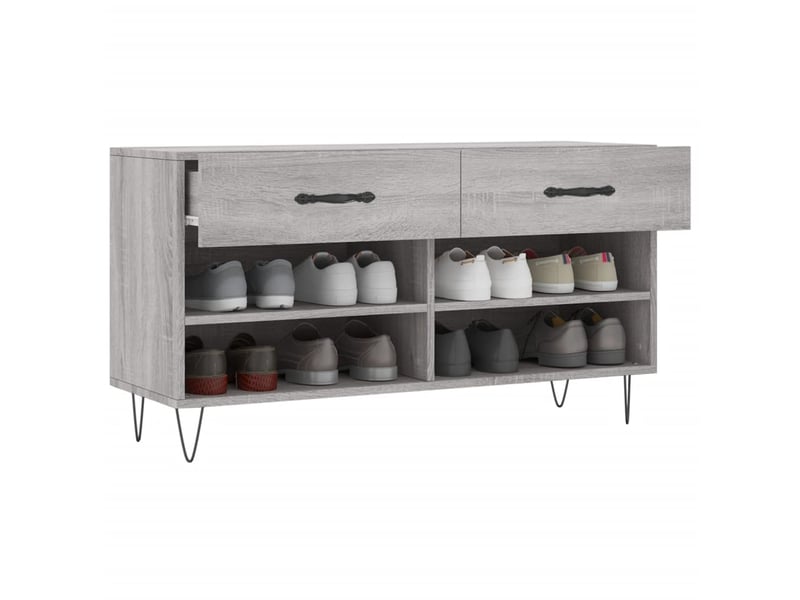  Banc à chaussures, meuble à chaussures sonoma gris 102x35x55 cm bois d'ingénierie shl62  - Conforama D