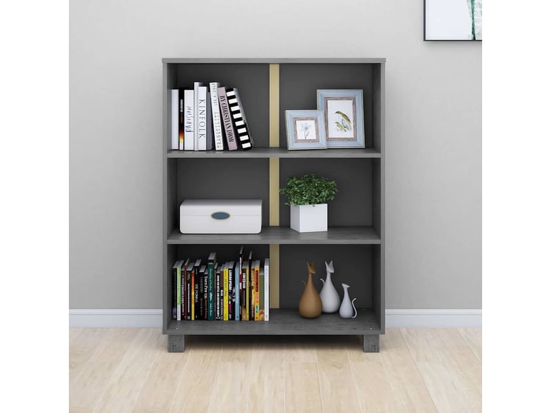  Bibliothèque, meuble de rangement salon hamar gris foncé 85x35x112 cm bois de pin massif  - Conforama E